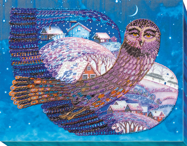 DIY Bead Embroidery Kit "On the wings of the night" 13.4"x10.2" / 34.0x26.0 cm