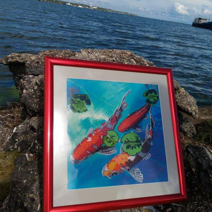 Canvas for bead embroidery "Lucky fishes" 11.8"x11.8" / 30.0x30.0 cm