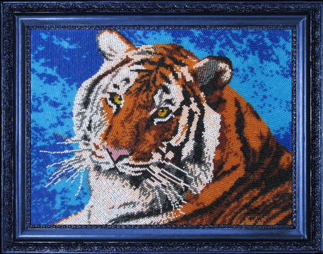 DIY Bead Embroidery Kit "Tiger" 9.4"x12.6" / 24.0x32.0 cm
