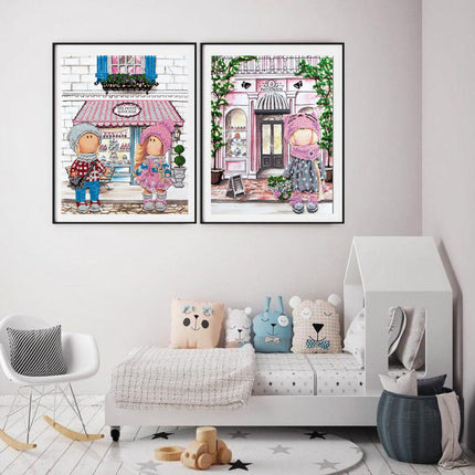 DIY Bead Embroidery Kit "Meeting in the cafe" 11.8"x14.8" / 30.0x37.5 cm