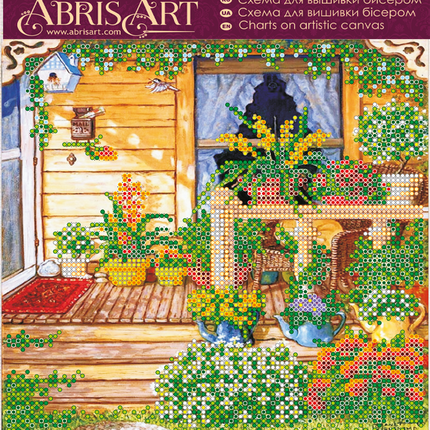 Canvas for bead embroidery "Summer terrase" 7.9"x7.9" / 20.0x20.0 cm