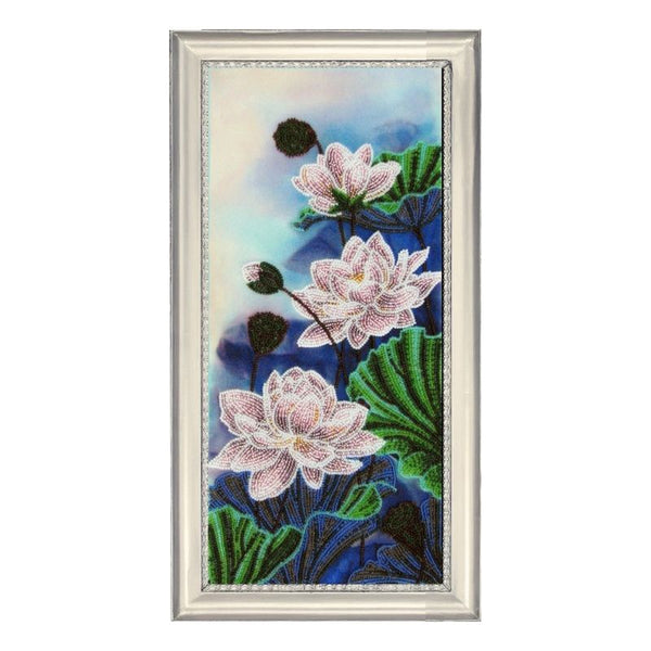 DIY Bead Embroidery Kit "Lotuses" 15.0"x6.7" / 38.0x17.0 cm