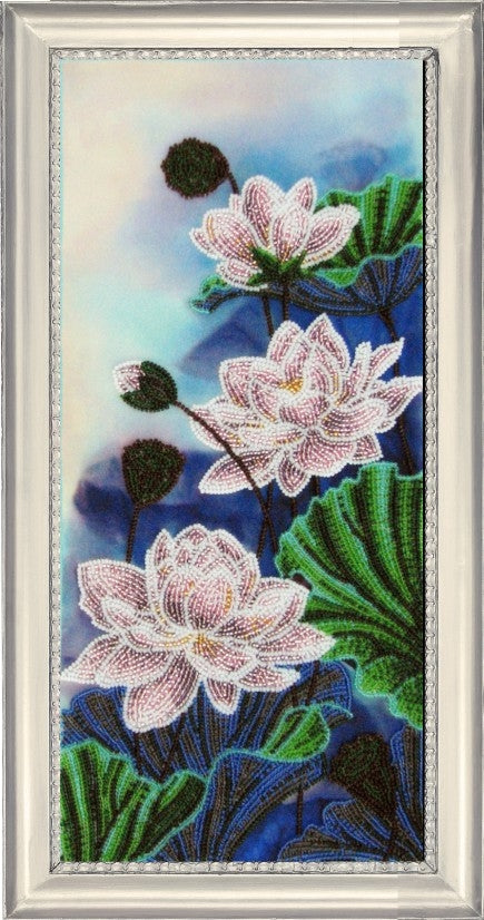 DIY Bead Embroidery Kit "Lotuses" 15.0"x6.7" / 38.0x17.0 cm
