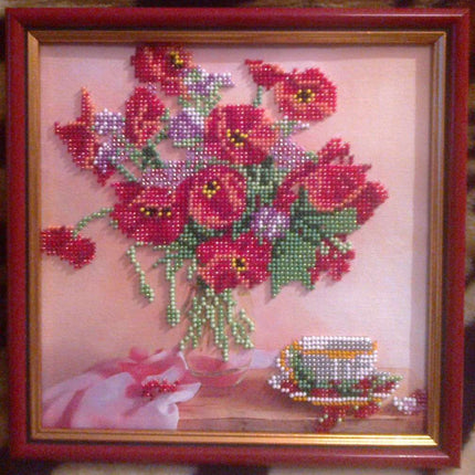 Canvas for bead embroidery "Morning Tea" 7.9"x7.9" / 20.0x20.0 cm