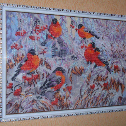DIY Bead Embroidery Kit "Bullfinches" 17.7"x11.8" / 45.0x30.0 cm