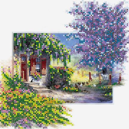 Canvas for bead embroidery "Lilac Cloud" 7.9"x7.9" / 20.0x20.0 cm