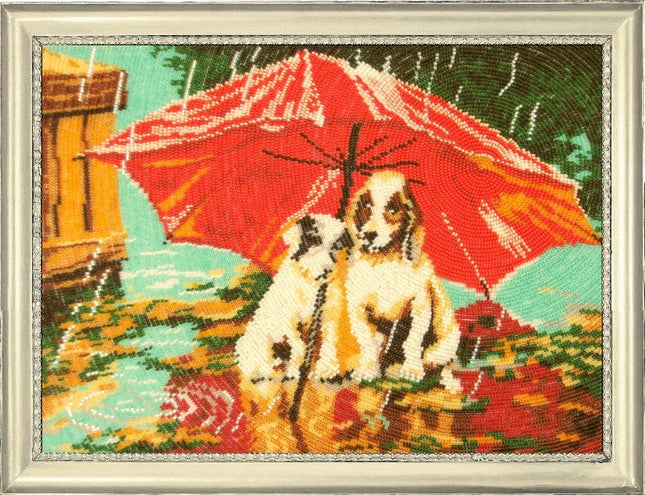 DIY Bead Embroidery Kit "Umbrella for Two" 9.8"x13.4" / 25.0x34.0 cm