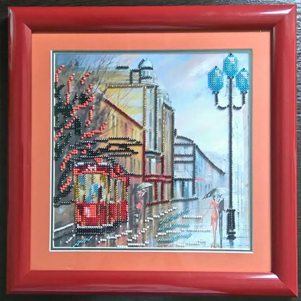 Canvas for bead embroidery "Rainy Evening" 7.9"x7.9" / 20.0x20.0 cm