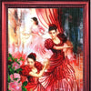 DIY Bead Embroidery Kit "Flamenco" 14.2"x9.8" / 36.0x25.0 cm