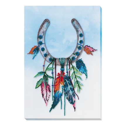 DIY Bead Embroidery Kit "Horseshoe for good luck" 9.1"x13.0" / 23.0x33.0 cm