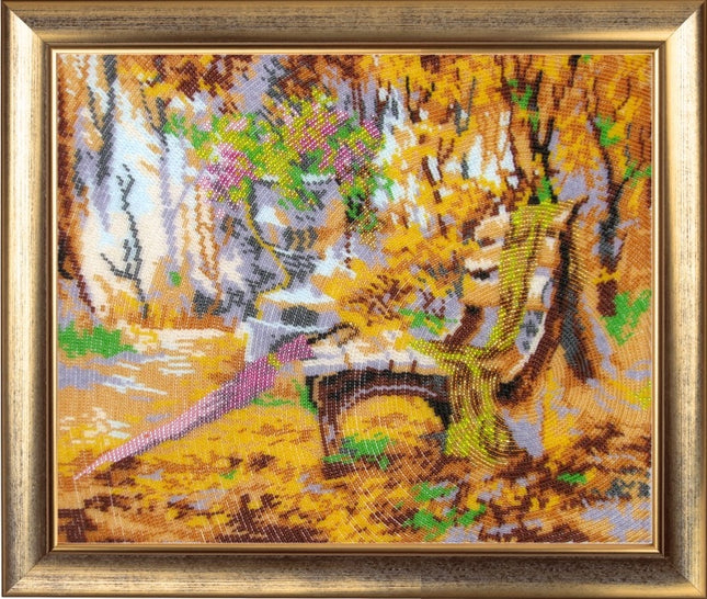 Bead DIY Embroidery Kit "Time of Falling Leaves" 10.6"x12.6"/ 27.0x32.0 cm