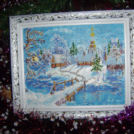 DIY Bead Embroidery Kit "Country evenings" 9.8"x7.9" / 25.0x20.0 cm