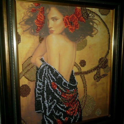DIY Bead Embroidery Kit "Temptation" 9.8"x11.8" / 25.0x30.0 cm