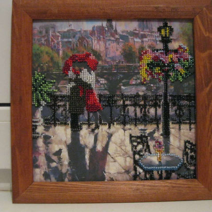 Canvas for bead embroidery "Embrace Paris" 7.9"x7.9" / 20.0x20.0 cm