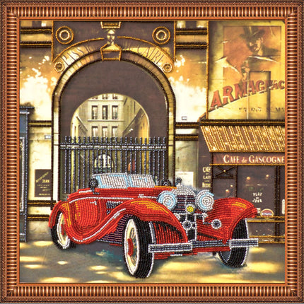 DIY Bead Embroidery Kit "Auto Retro – 1" 11.8"x11.8" / 30.0x30.0 cm