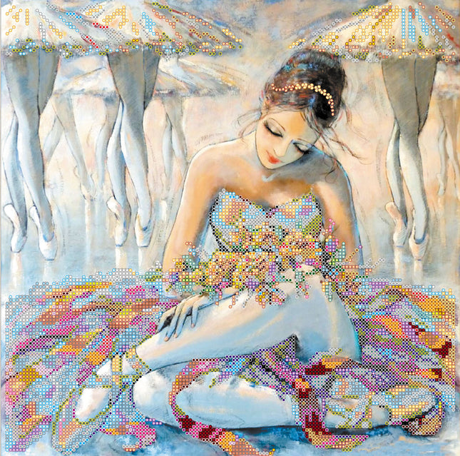 Canvas for bead embroidery "After the premiere" 11.8"x11.8" / 30.0x30.0 cm