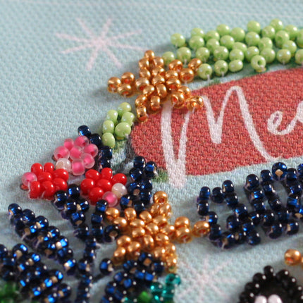 DIY Bead Embroidery Kit "Meow Christmas"  5.9"x5.9" / 15.0x15.0 cm
