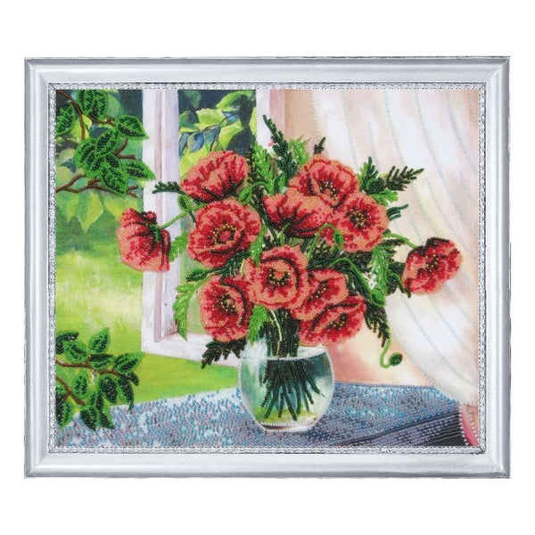 DIY Bead Embroidery Kit "Window to the Summer" 11.0"x13.0" / 28.0x33.0 cm