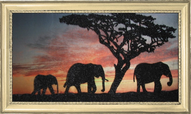 DIY Bead Embroidery Kit "Elephants" 7.9"x14.6" / 20.0x37.0 cm