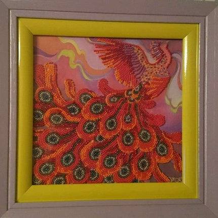 Canvas for bead embroidery "Firebird" 7.9"x7.9" / 20.0x20.0 cm