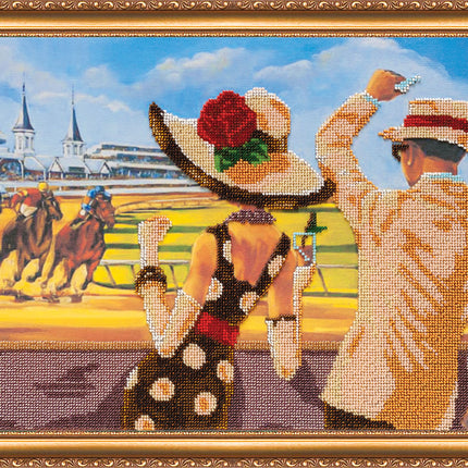 DIY Bead Embroidery Kit "At the race track" 17.7"x11.8" / 45.0x30.0 cm