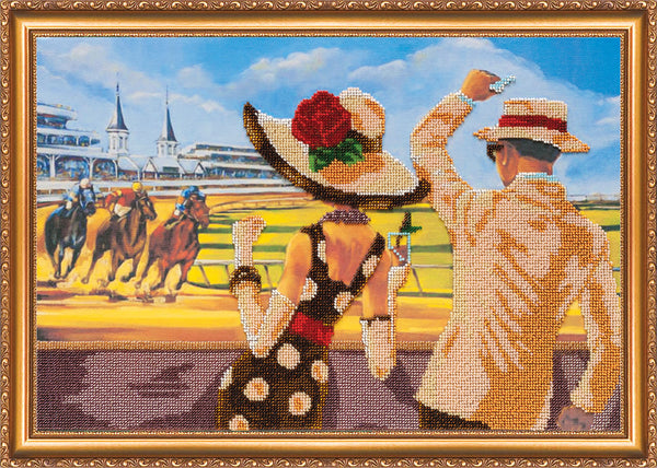 DIY Bead Embroidery Kit "At the race track" 17.7"x11.8" / 45.0x30.0 cm