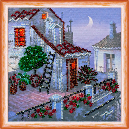 DIY Bead Embroidery Kit "The pink Moon"  5.9"x5.9" / 15.0x15.0 cm