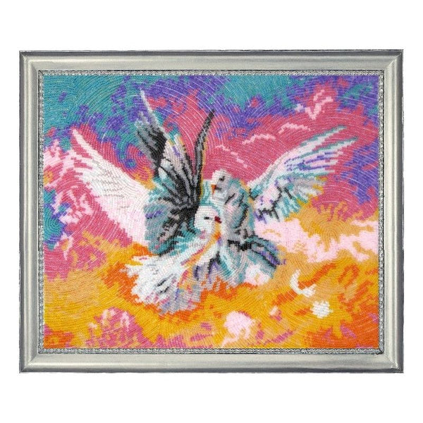 DIY Bead Embroidery Kit "Pigeons" 10.6"x12.6" / 27.0x32.0 cm