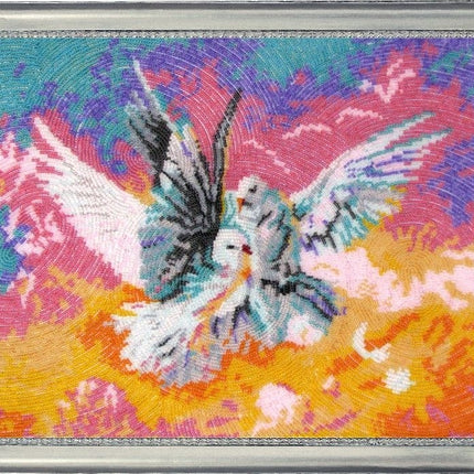 DIY Bead Embroidery Kit "Pigeons" 10.6"x12.6" / 27.0x32.0 cm