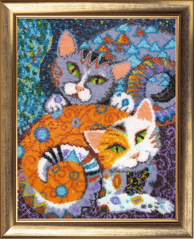 DIY Bead Embroidery Kit "Cats" 13.0"x10.2" / 33.0x26.0 cm