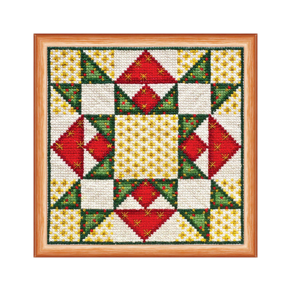 DIY Cross Stitch Kit "Quilt. Christmas" 5.5"x5.5"