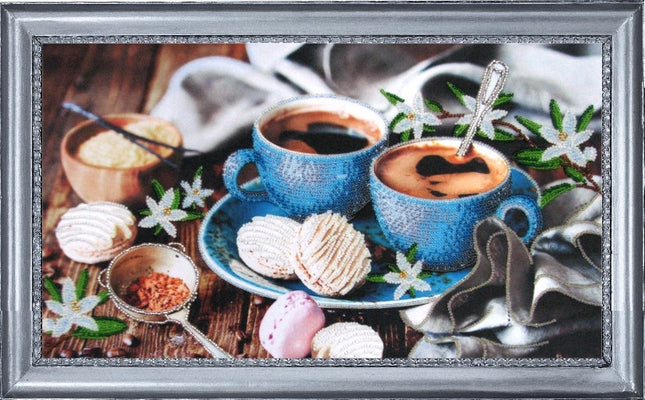 DIY Bead Embroidery Kit "Coffee and Vanilla" 8.7"x15.4" (22.0x39.0 cm)