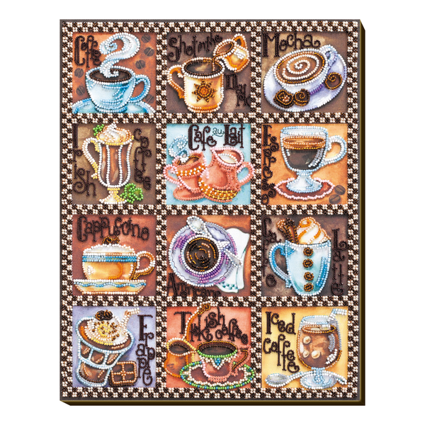 DIY Bead Embroidery Kit "Coffee map" 10.2"x13.0" / 26.0x33.0 cm