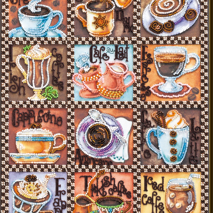 DIY Bead Embroidery Kit "Coffee map" 10.2"x13.0" / 26.0x33.0 cm