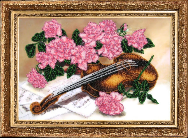 DIY Bead Embroidery Kit "Suite for the Violin" 9.4"x14.2" / 24.0x36.0 cm