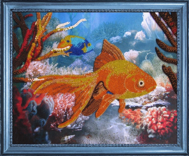 DIY Bead Embroidery Kit "A Fish" 9.8"x12.6" / 25.0x32.0 cm
