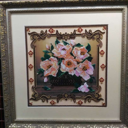 DIY Bead Embroidery Kit "Ballad about flowers" 11.8"x11.8" / 30.0x30.0 cm