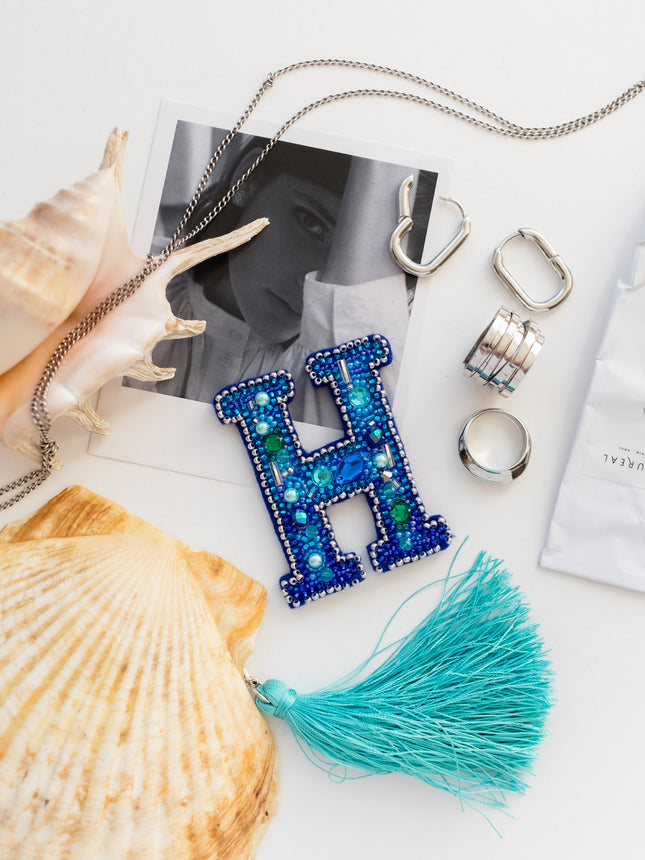 Beadwork kit for creating brooch "Letter "H""