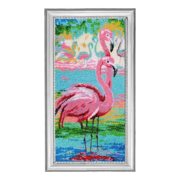 DIY Bead Embroidery Kit "Evening Flamingo (after O. Darchuk)" 14.6"x7.5" / 37.0x19.0 cm