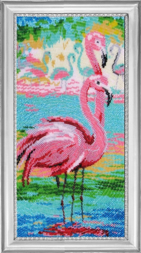 DIY Bead Embroidery Kit "Evening Flamingo (after O. Darchuk)" 14.6"x7.5" / 37.0x19.0 cm
