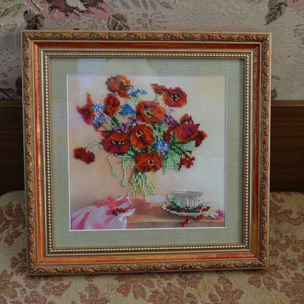 Canvas for bead embroidery "Morning Tea" 7.9"x7.9" / 20.0x20.0 cm