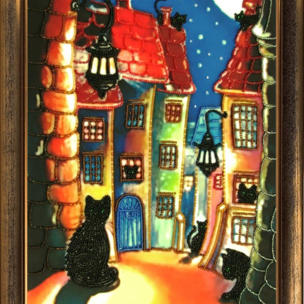DIY Bead Embroidery Kit "City in the Night" 14.2"x9.8" / 36.0x25.0 cm