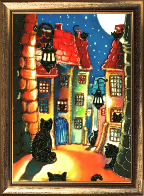 DIY Bead Embroidery Kit "City in the Night" 14.2"x9.8" / 36.0x25.0 cm