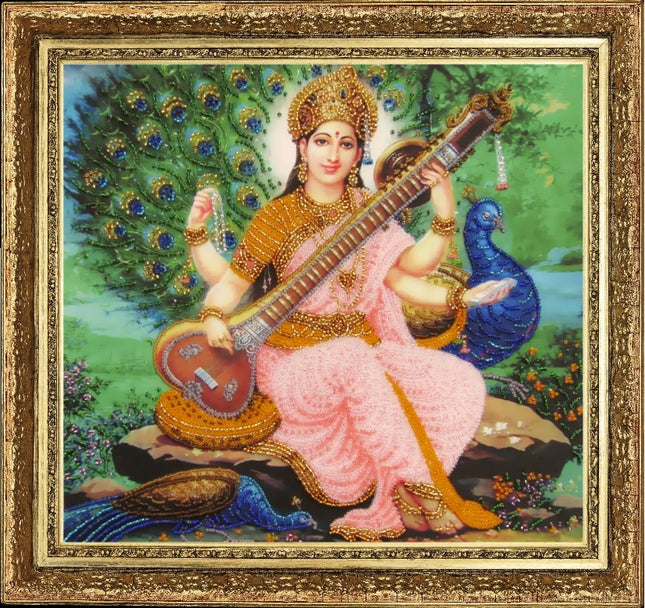 DIY Bead Embroidery Kit "Sarasvati" 10.6"x11.4" / 27.0x29.0 cm