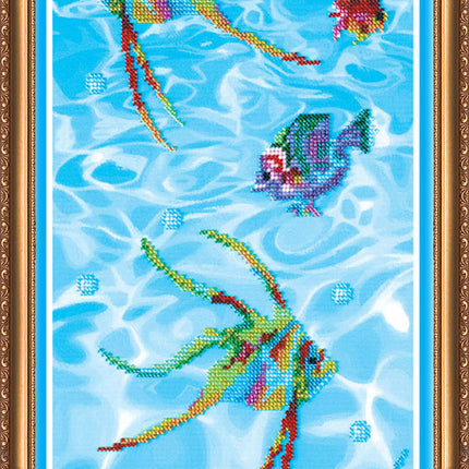 DIY Bead Embroidery Kit "Fish – 3" 9.1"x18.9" / 23.0x48.0 cm