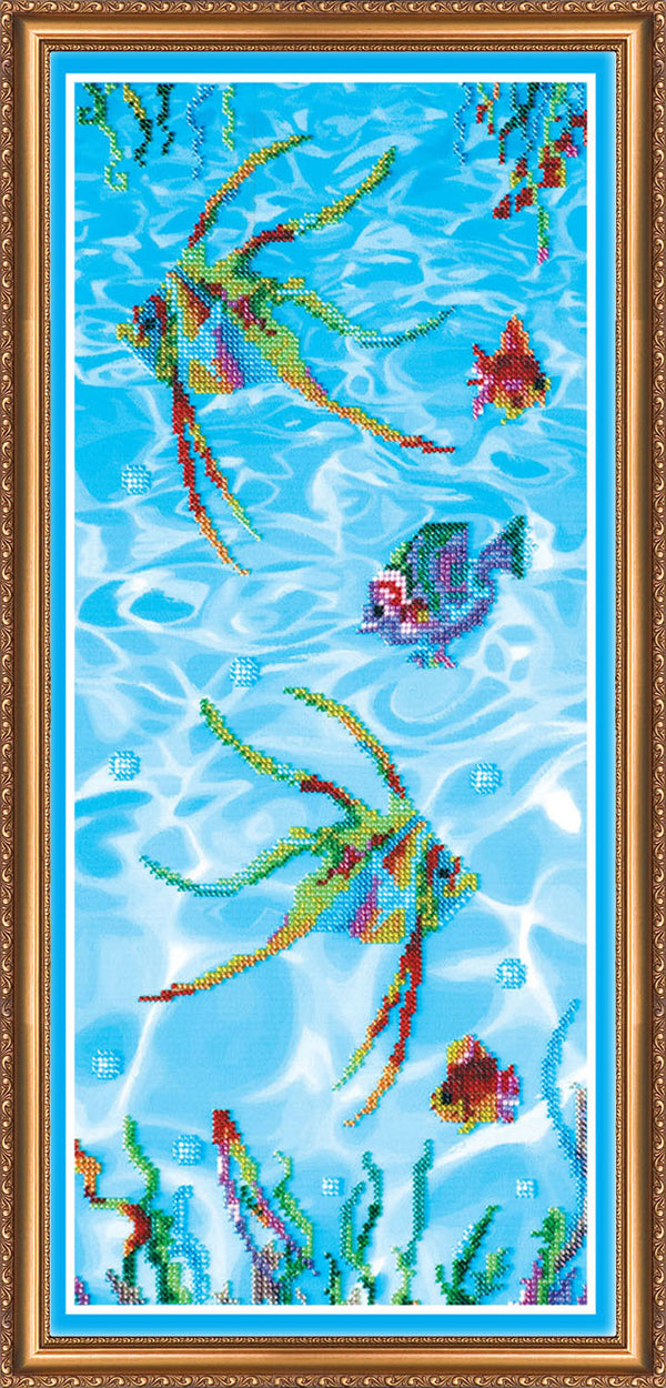 DIY Bead Embroidery Kit "Fish – 3" 9.1"x18.9" / 23.0x48.0 cm