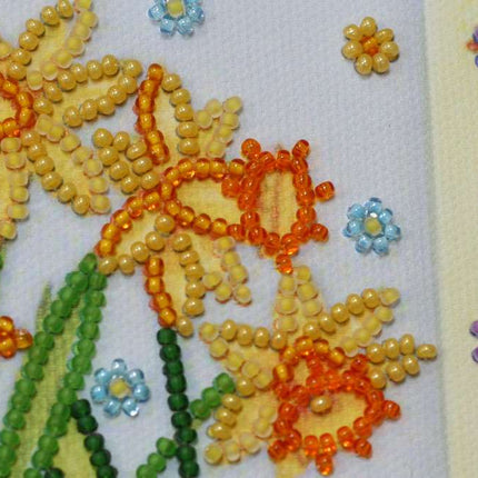 DIY Bead Embroidery Kit "Blooming daffodils"  5.9"x5.9" / 15.0x15.0 cm