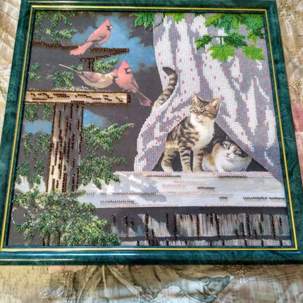 Canvas for bead embroidery "Talkers" 11.8"x11.8" / 30.0x30.0 cm