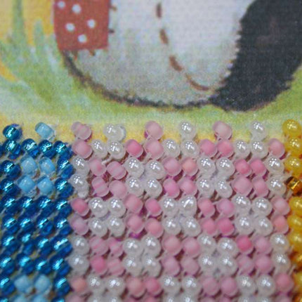 DIY Bead Embroidery Kit "Bears and basket"  5.9"x5.9" / 15.0x15.0 cm