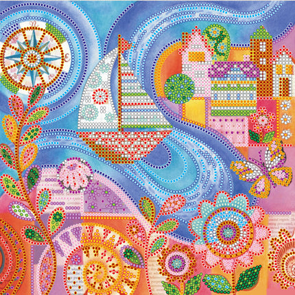 Canvas for bead embroidery "Far country" 7.9"x7.9" / 20.0x20.0 cm